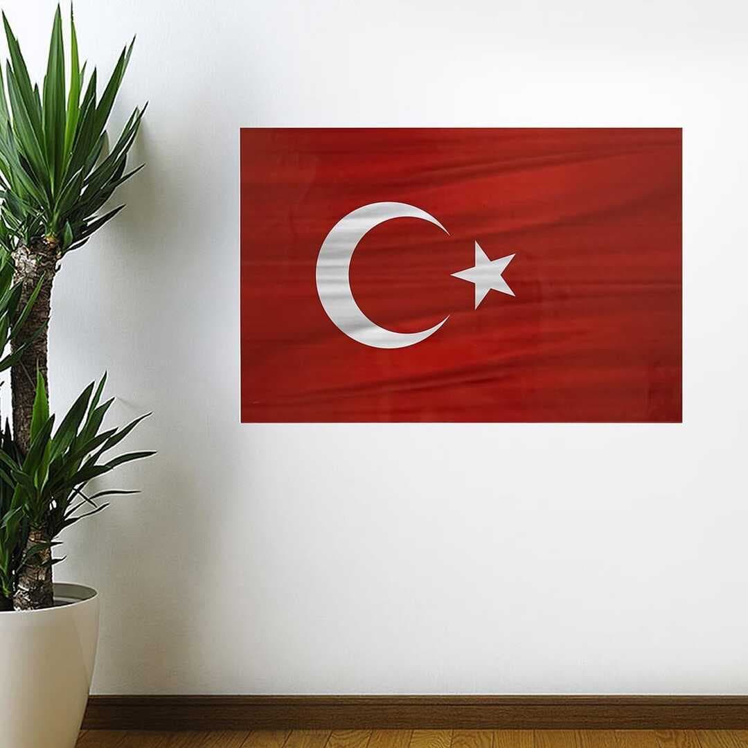 Dalgalanma Efektli Manyetik Duvar Stickerı Türk Bayrağı 71 x 47cm (5430)