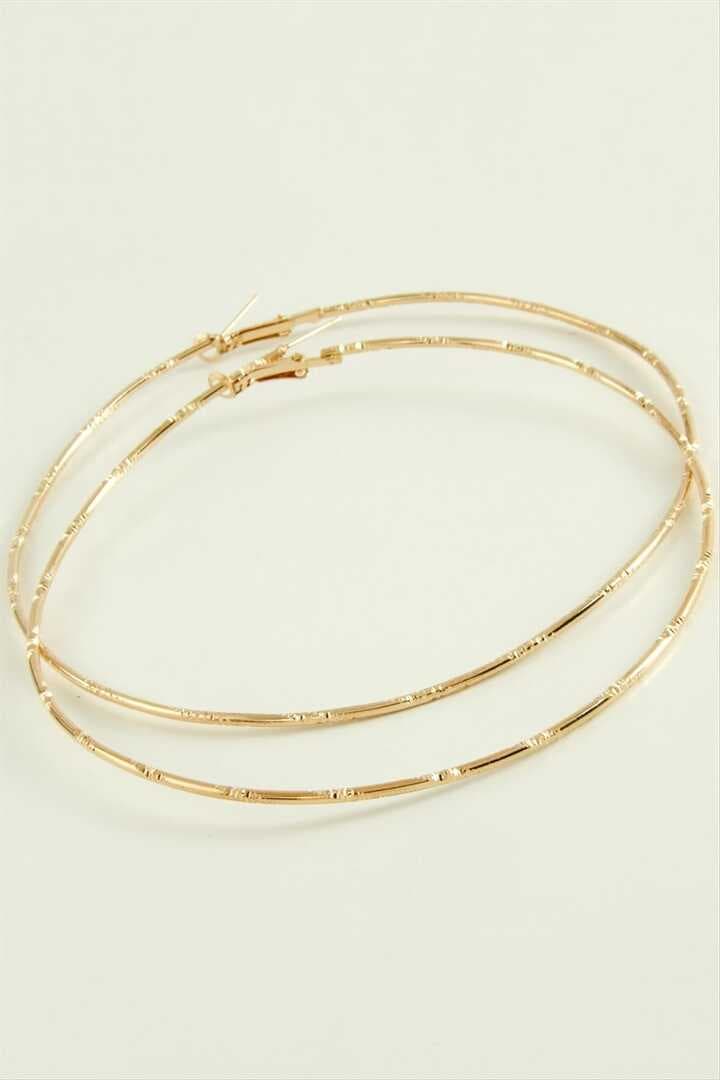 Çizgili Metal Halka Küpe 8-9-10 cm