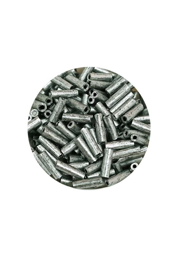 Uzun Boru Kesme Boncuk Çap 2mm Uzunluk 10 mm - 60 Gram - Desenli Gümüş - BNC283