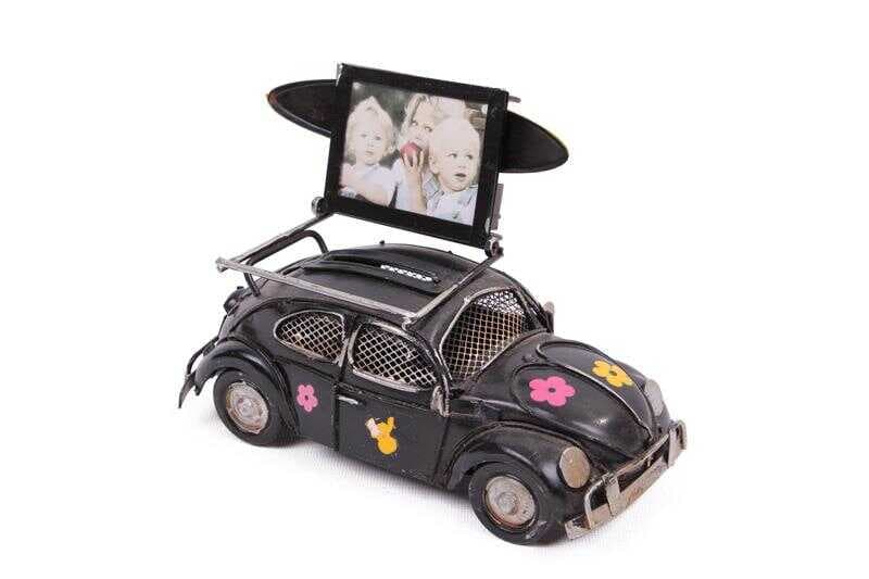 Dekoratif Metal Araba Çerçeveli ve Kumbaralı Vosvos Hediyelik (5579) (477477)