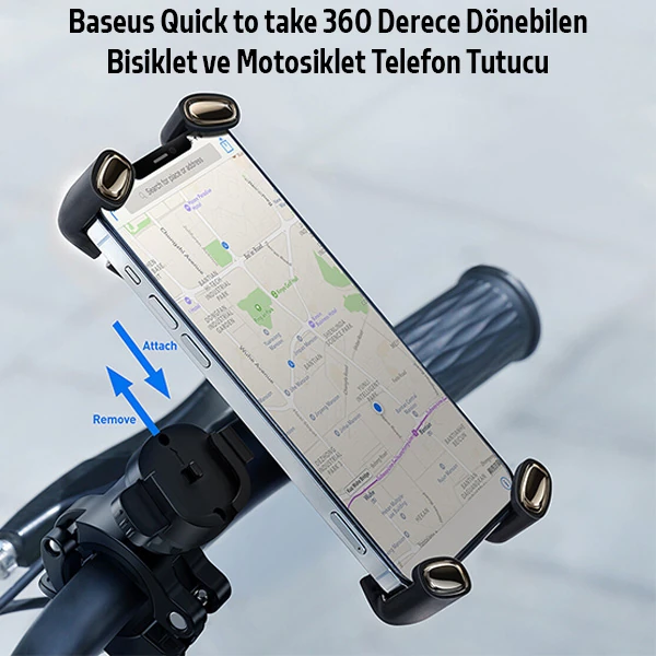 Baseus Quick to take 360 Derece Dönebilen Bisiklet ve Motosiklet Telefon Tutucu-(5775)
