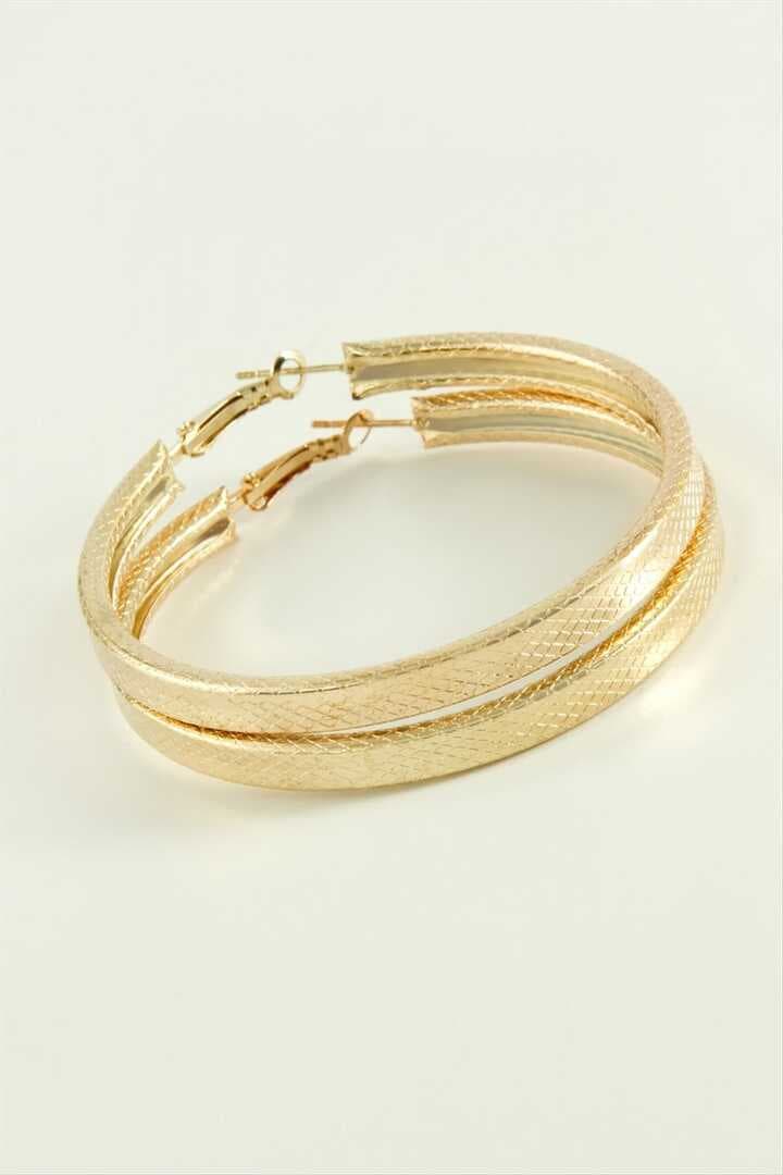 Kare Baklava Desenli Halka Küpe 4,5 cm