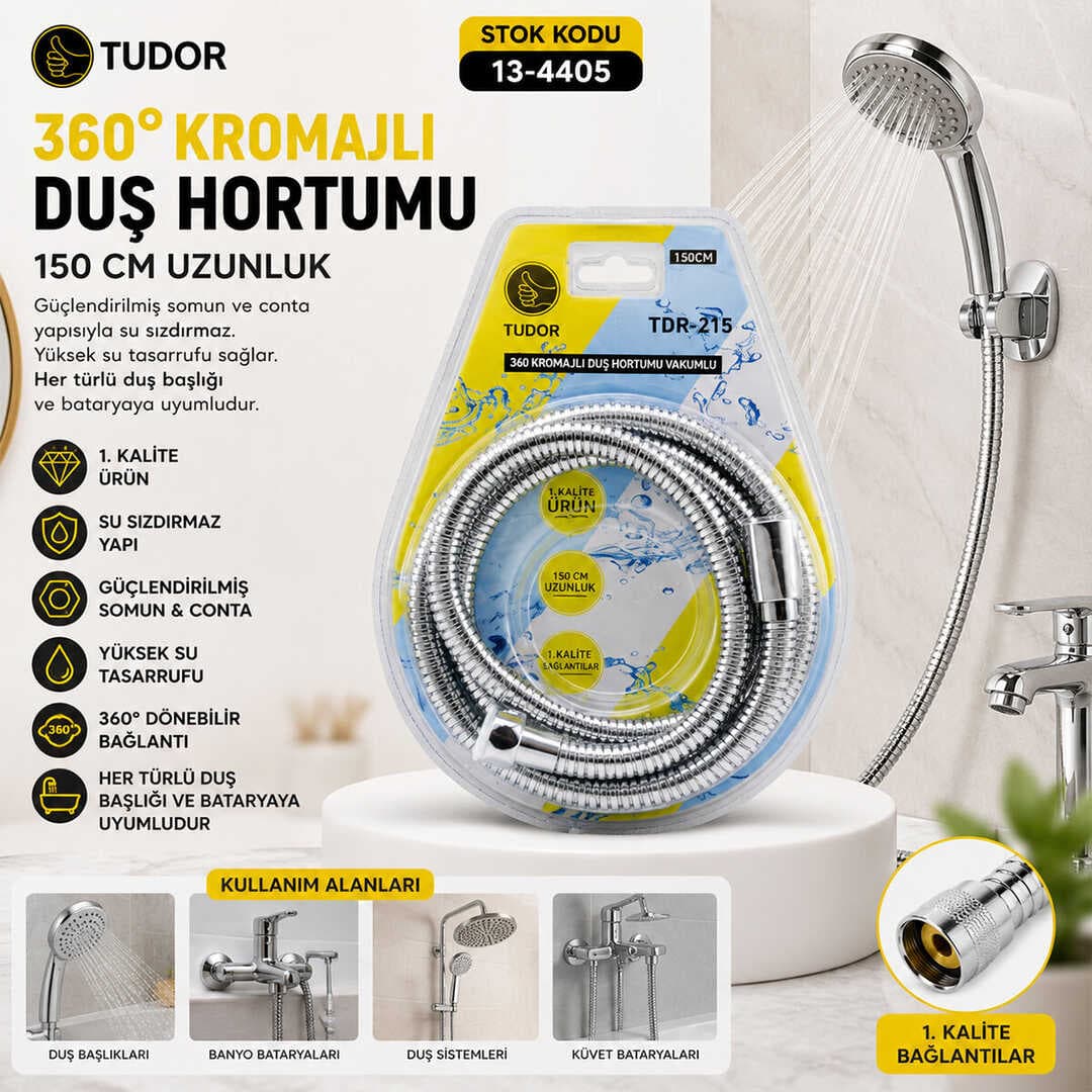 360° - METAL DUŞ HORTUMU 150CM VAKUMLU AMBALAJ (5430)