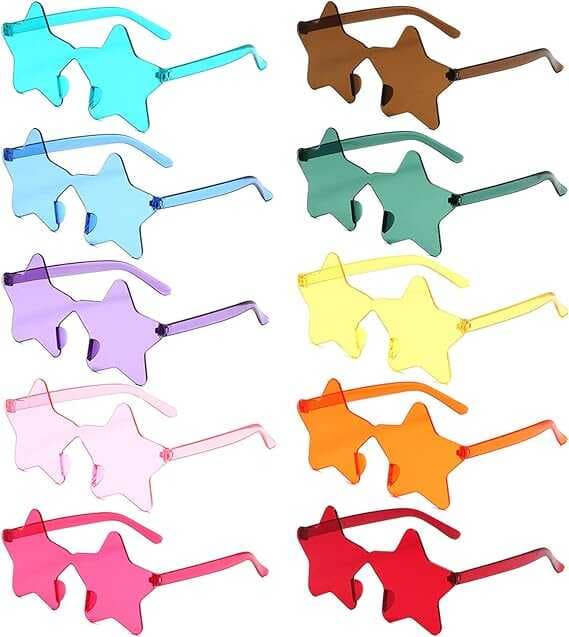 NessiWorld Yıldız Şekilli Çerçevesiz Parti Gözlüğü 6 Renk 6 Adet