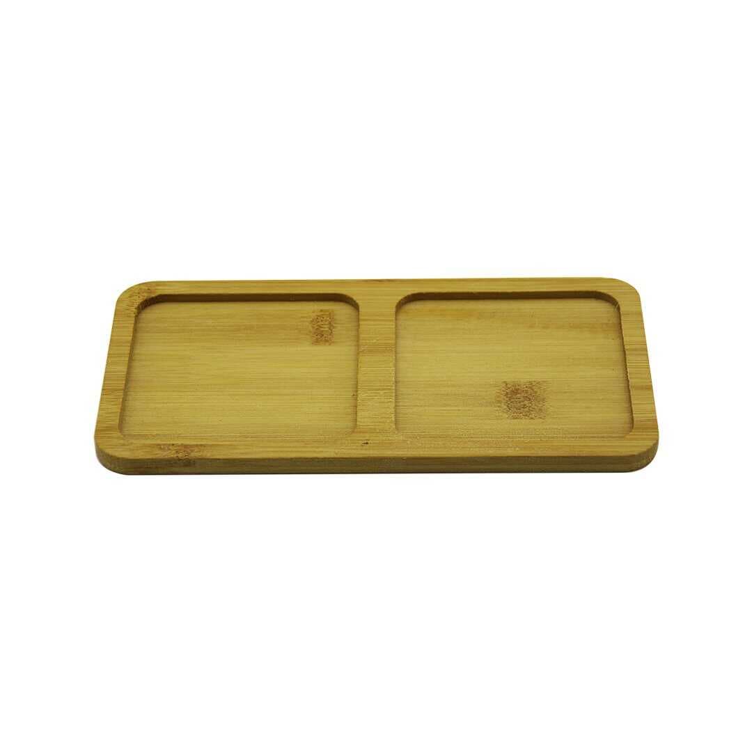DİKDÖRTGEN - 2 BÖLMELİ - 10X19.5CM  AHŞAP BAMBU YAĞDANLIK ALTLIK (5430)
