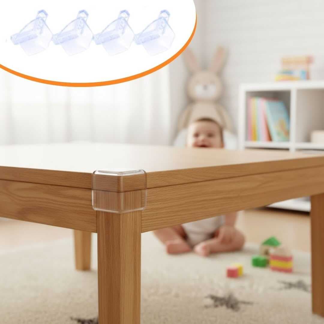 4 Adet Kendiliğinden 3M Yapışkanlı Yumuşak ve Esnek Yapıda Sehpa,Masa,Dolap Köşe Koruyucu Aparat (5430)