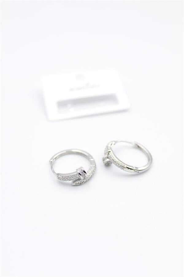 Taşlı Çivi Küpe - Gümüş