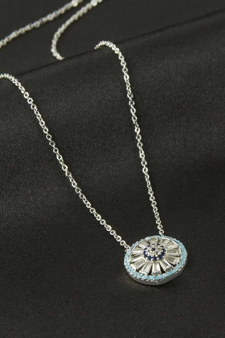 Yuvarlak Nazar Zirkon Taşlı Kolye