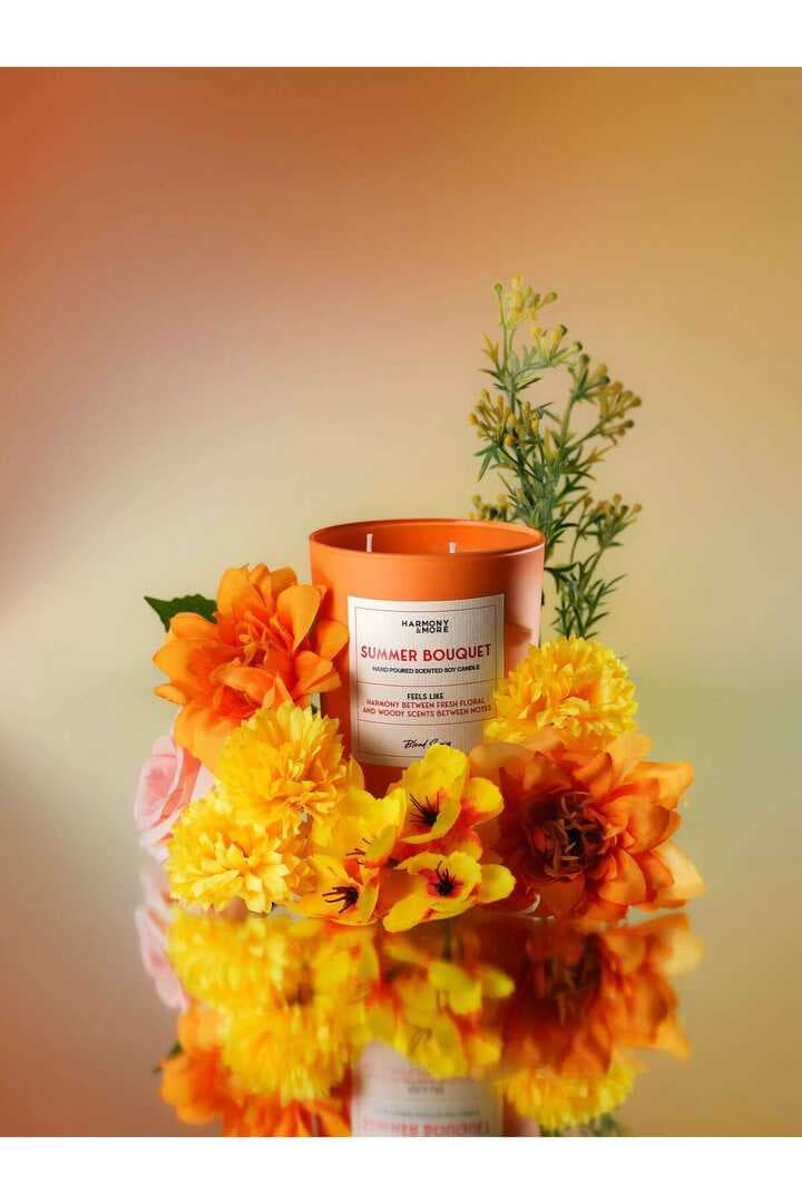 Taze Çiçek ve Amber Kokulu Mum, Hediyelik Mum, Kokulu Mum, Dekoratif Mum, 300 Gr.