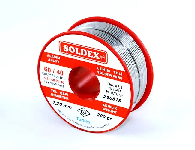 60-40 Lehim Teli 200 Gr 0,50 Mm - Sn:60 / Pb:40