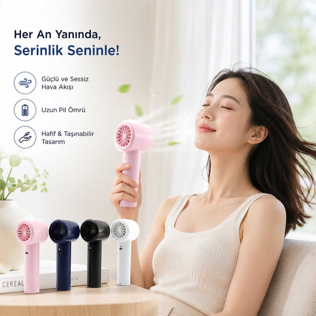 MİNİ EL FANI RENKİ AYARLANABİLİR HIZ AYARI DİJİTAL GÖSTERGE FAN - VANTİLATÖR 5W WX-638 HERHANGİ BİR RENK GÖNDERİLİR (5430)