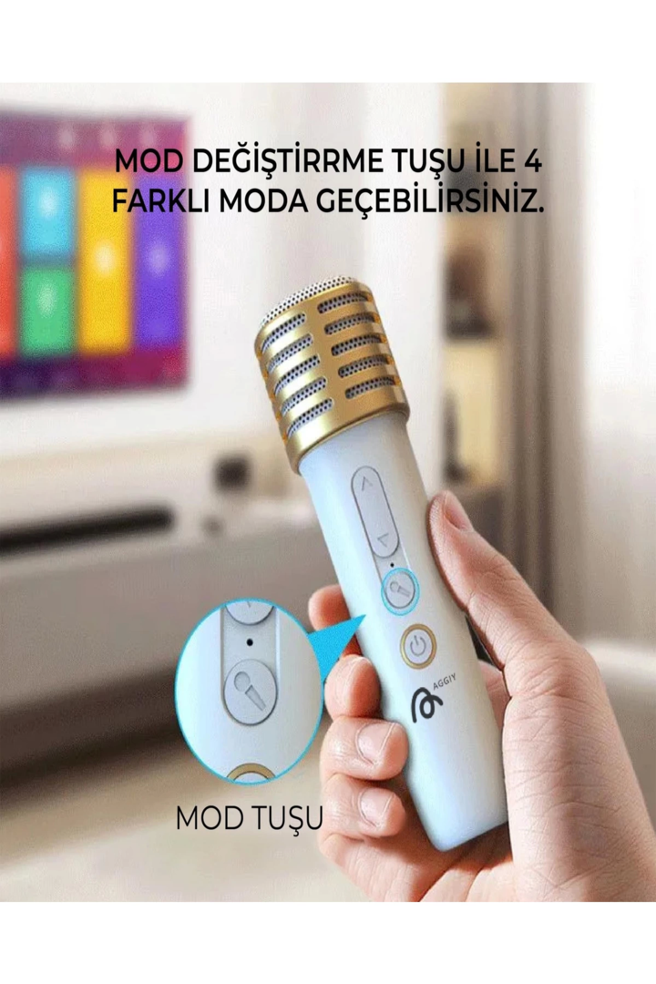 Karaoke Bluetooth Hoparlör Aggıy Ag-s7 Kablosuz Mikrofonlu Rgb Led Parti Işıklı
