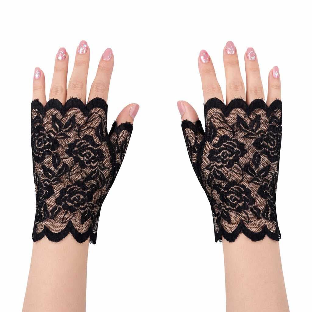 Siyah Dantel Parmaksız Kısa Eldiven