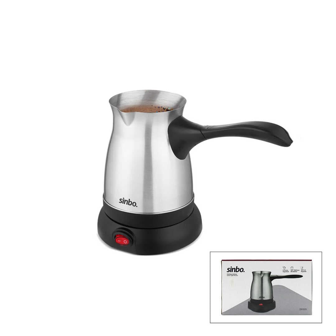 ÇELİK ELEKTRİKLİ CEZVE TÜRK KAHVE MAKİNESİ - 6FİNCAN=500ML 360° KABLOSUZ KULLANIM KATLANIR KULP SCM-9038 (5430)