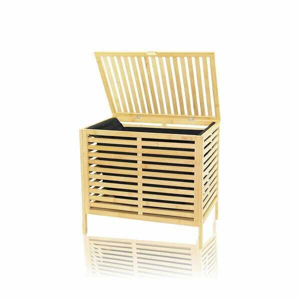 KALIN AHŞAP BAMBU KİRLİ ÇAMAŞIR SEPETİ SİYAH KUMAŞ ÇANTALI SEPET=50X38X55CM (5430)