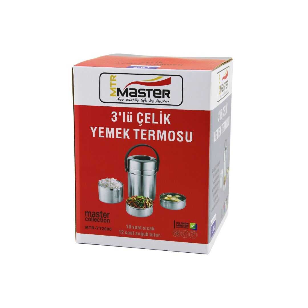 3LÜ ÇELİK YEMEK TERMOSU SEFER TASI 2LT 10 SAAT SICAK - 12 SAAT SOĞUK TUTAR (5430)