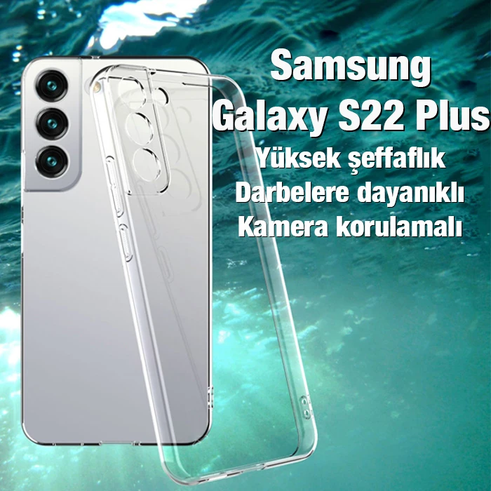 Ally SM Galaxy S22 Plus Kılıf Kamera Korumalı Ultra İnce Şeffaf Silikon Kılıf-(5775)