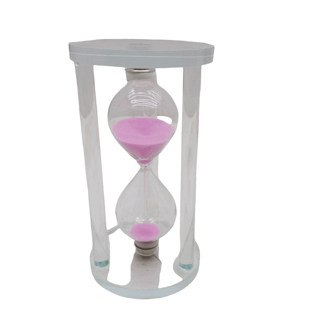 BÜYÜK CAM KUM SAATİ CAM STANDLI 15 DAKİKA - ÇAP: 7.7CM-YÜKSEKLİK: 14.7CM (5430)