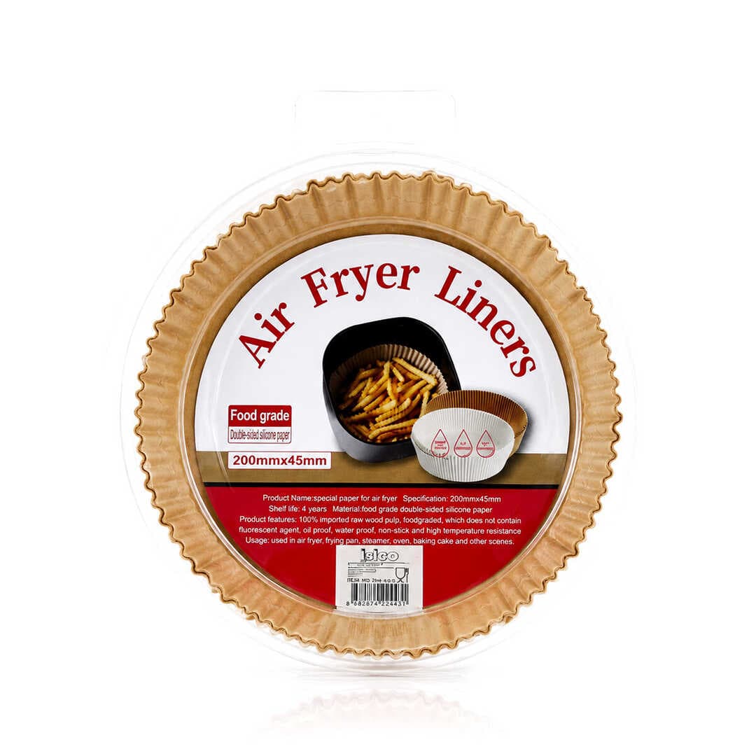 50PCS YUVARLAK TABAN: 20CM - KENAR: 4.5CM AİR FRYER PİŞİRME KALIP KAĞIT (5430)