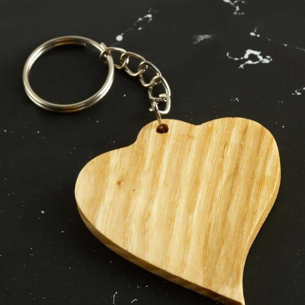 Kalp Ahşap Anahtarlık