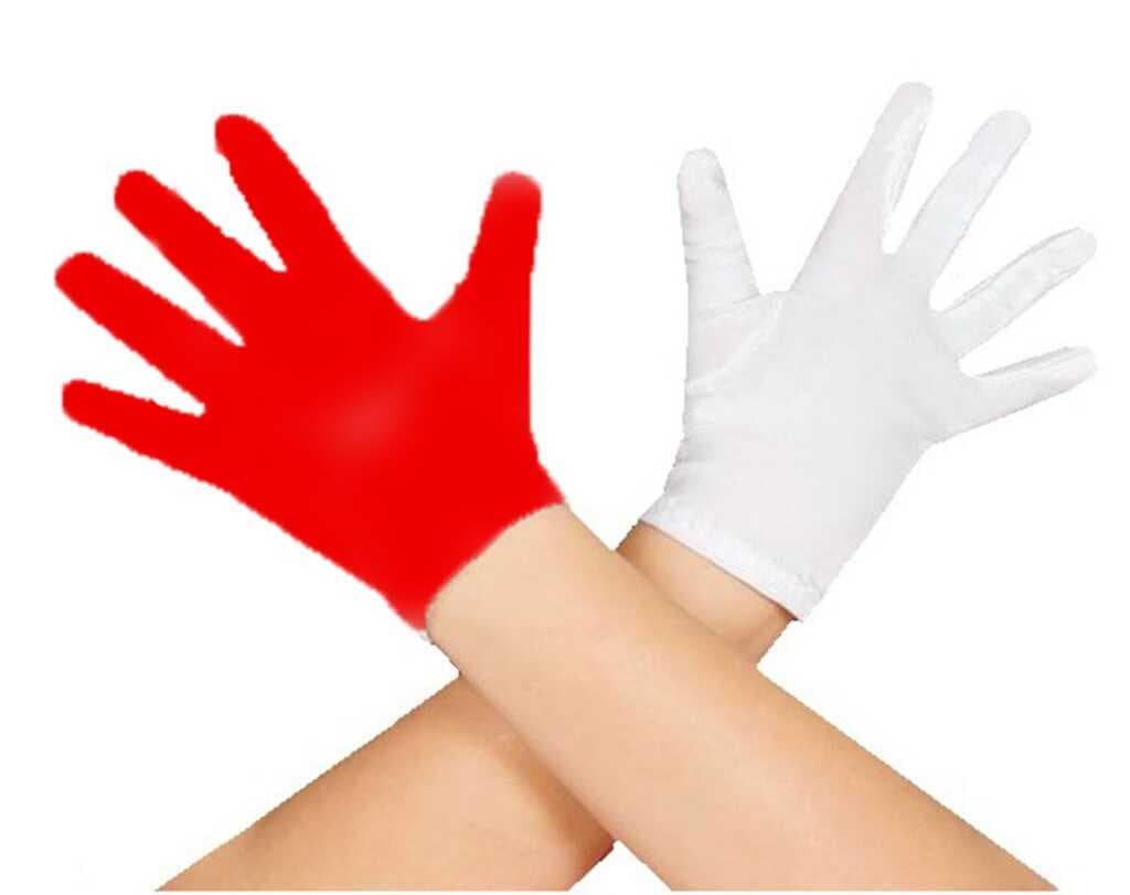 Gösteriler İçin 1 Çift Kırmızı Beyaz Pandomim Eldiveni Çocuk Boy