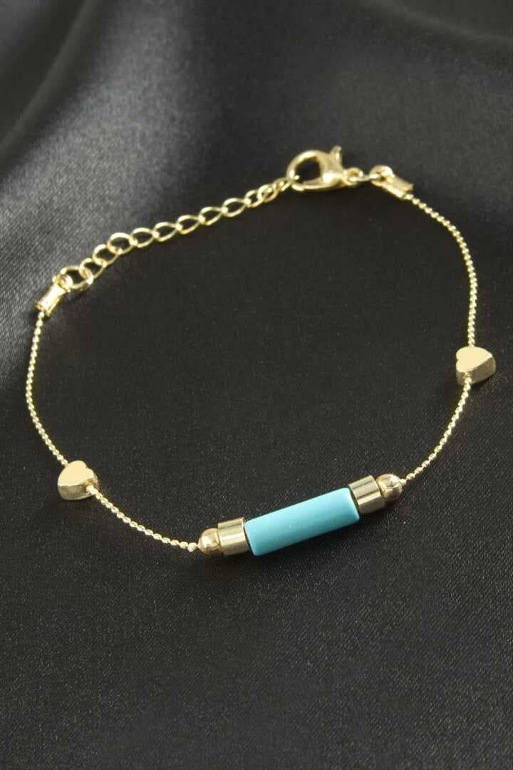 Kalp Turkuaz Taşlı Bileklik