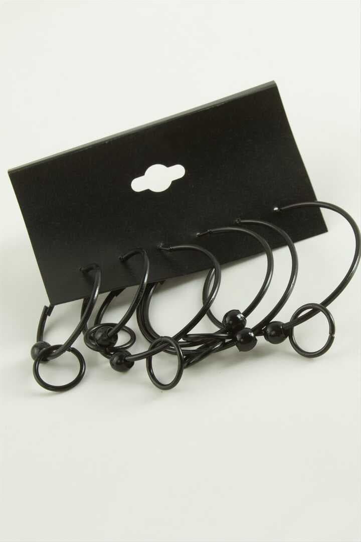 Noktalı İç İçe Metal Halka Küpe 6 Adet