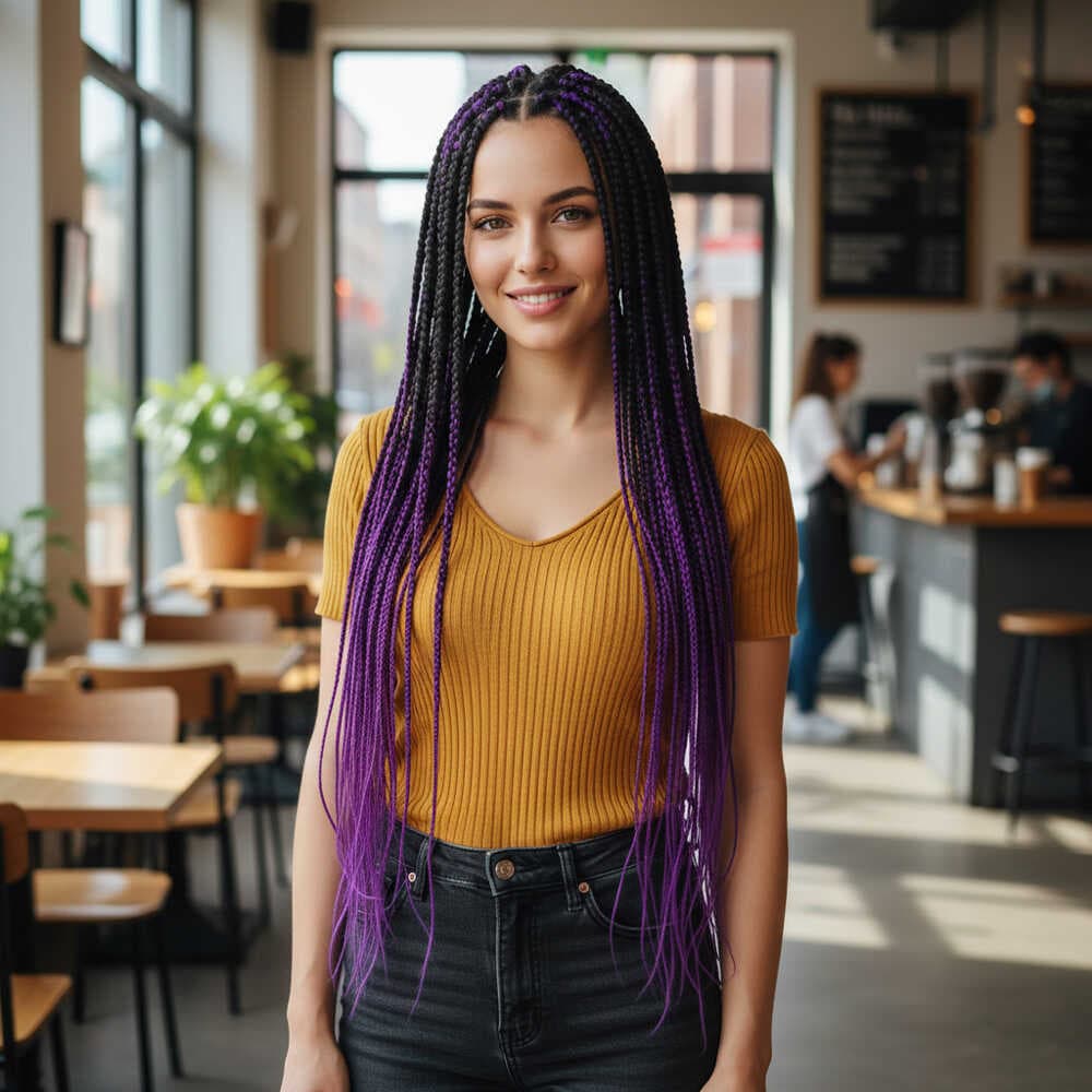 Afrika Örgüsü Ve Rasta İçin Sentetik Ombreli Saç / Siyah / Mor