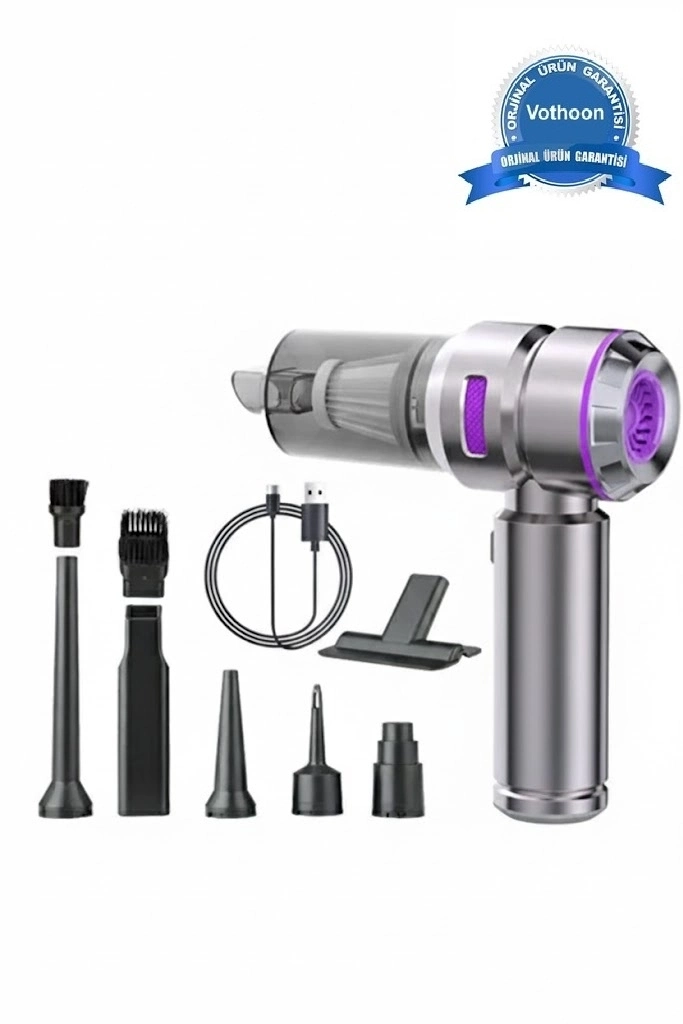 Üflemeli Şarjlı Araç Mini El Süpürgesi 20.000 Pa Emiş Güçlü 4in1 Araba Süpürgesi Hl-121