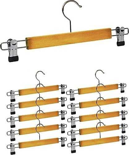 10 ADET AHŞAP METAL UÇLU PANTOLON VE ETEK ASKISI (5430)