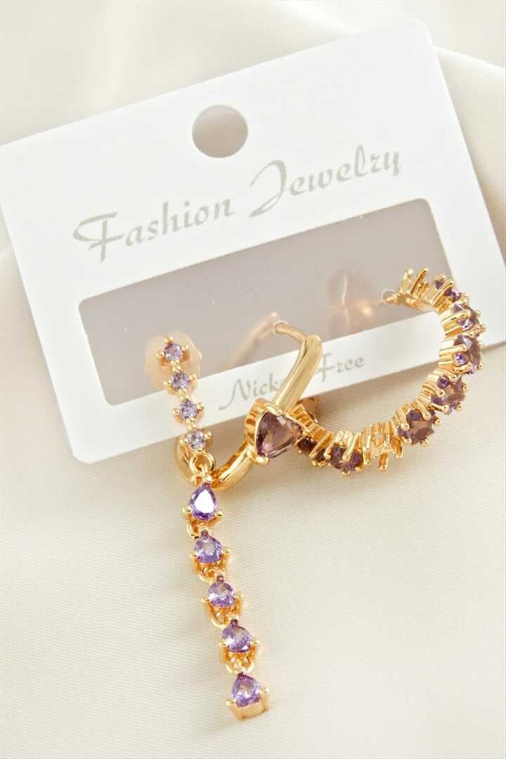 3 Adet Kalp Zirkon Taşlı Küpe