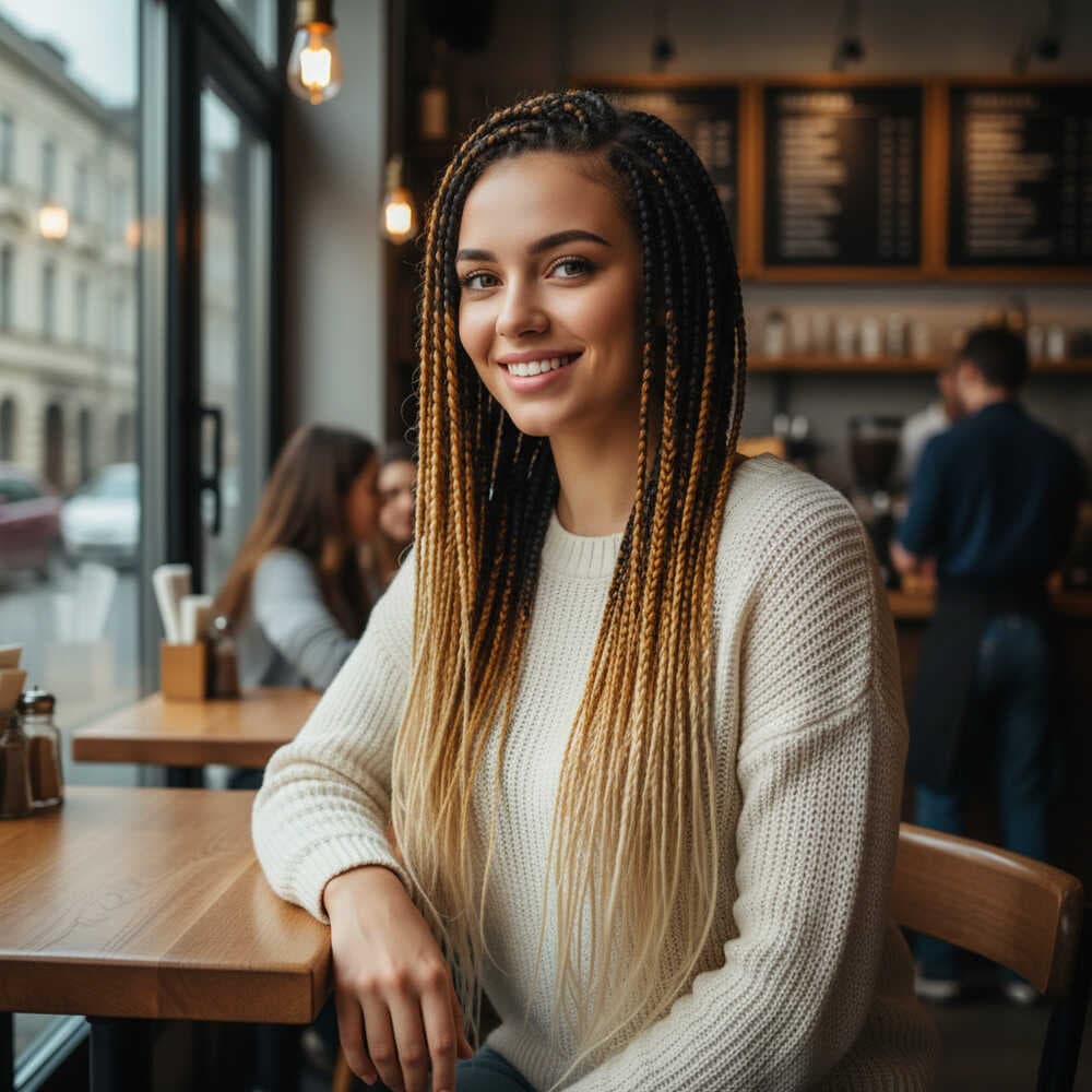 Afrika Örgüsü Ve Rasta İçin Sentetik Ombreli Saç / Siyah / Karamel / Platin