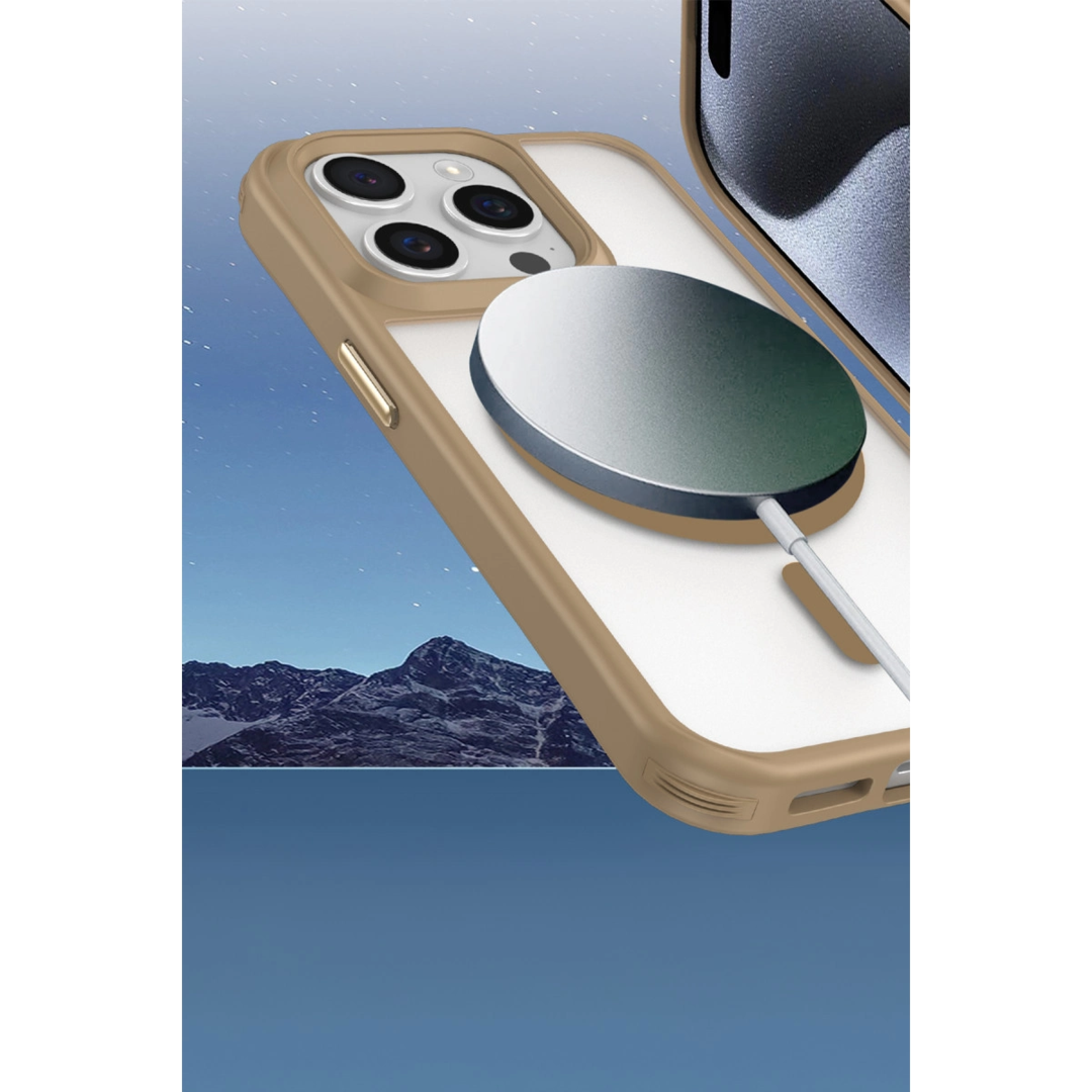 Apple İphone 15 Pro Max Kılıf Enka Magsafe Silikon Kılıf - Titan Gri