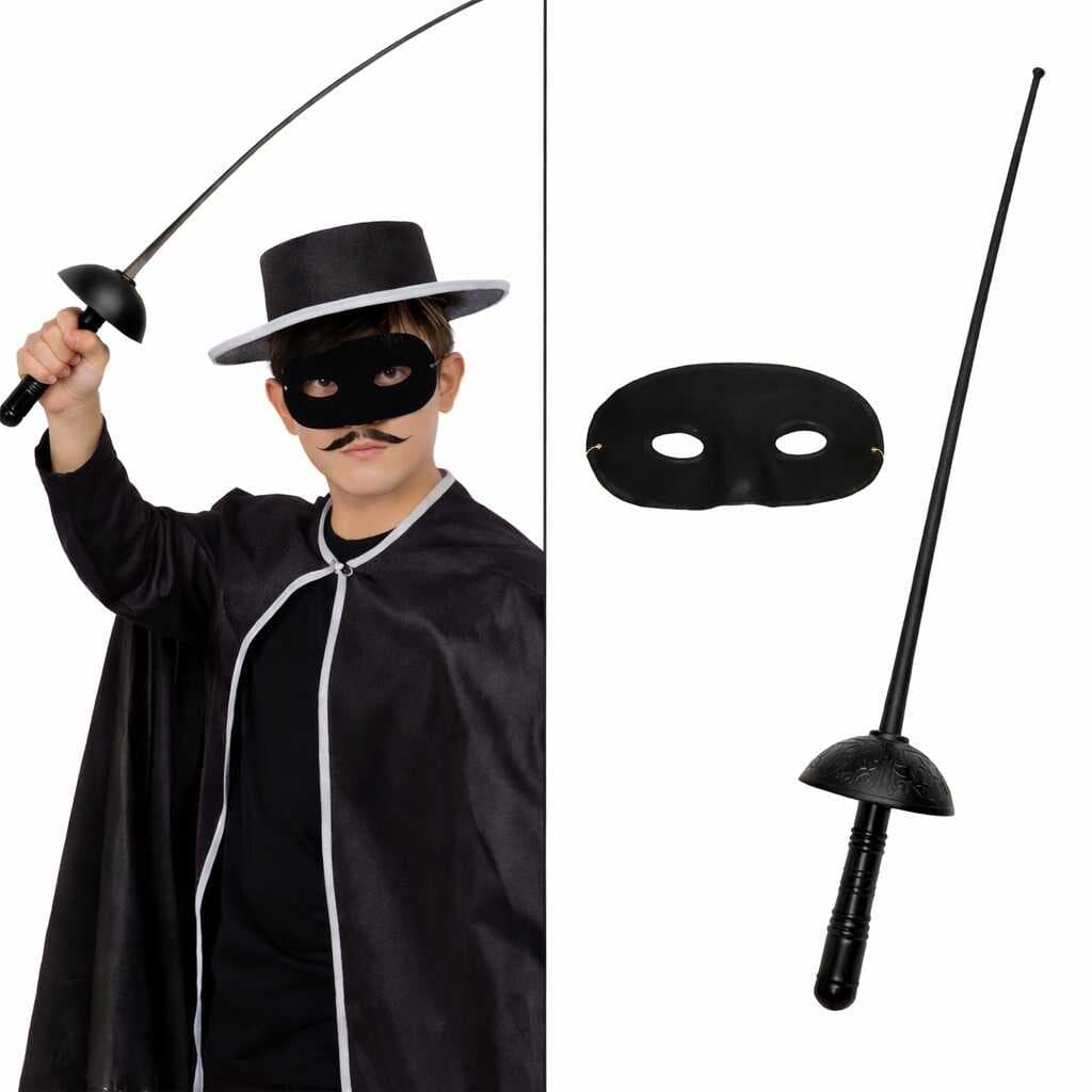Zorro Kostüm Plastik Aksesuar Seti – Maske ve Kılıç (67 cm) (5430)