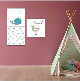 GAAGART 3'lü Kare Kavas Çocuk Odası Rekli Tavuk ve Balia Tablo Seti 40 x 40 gartM2081