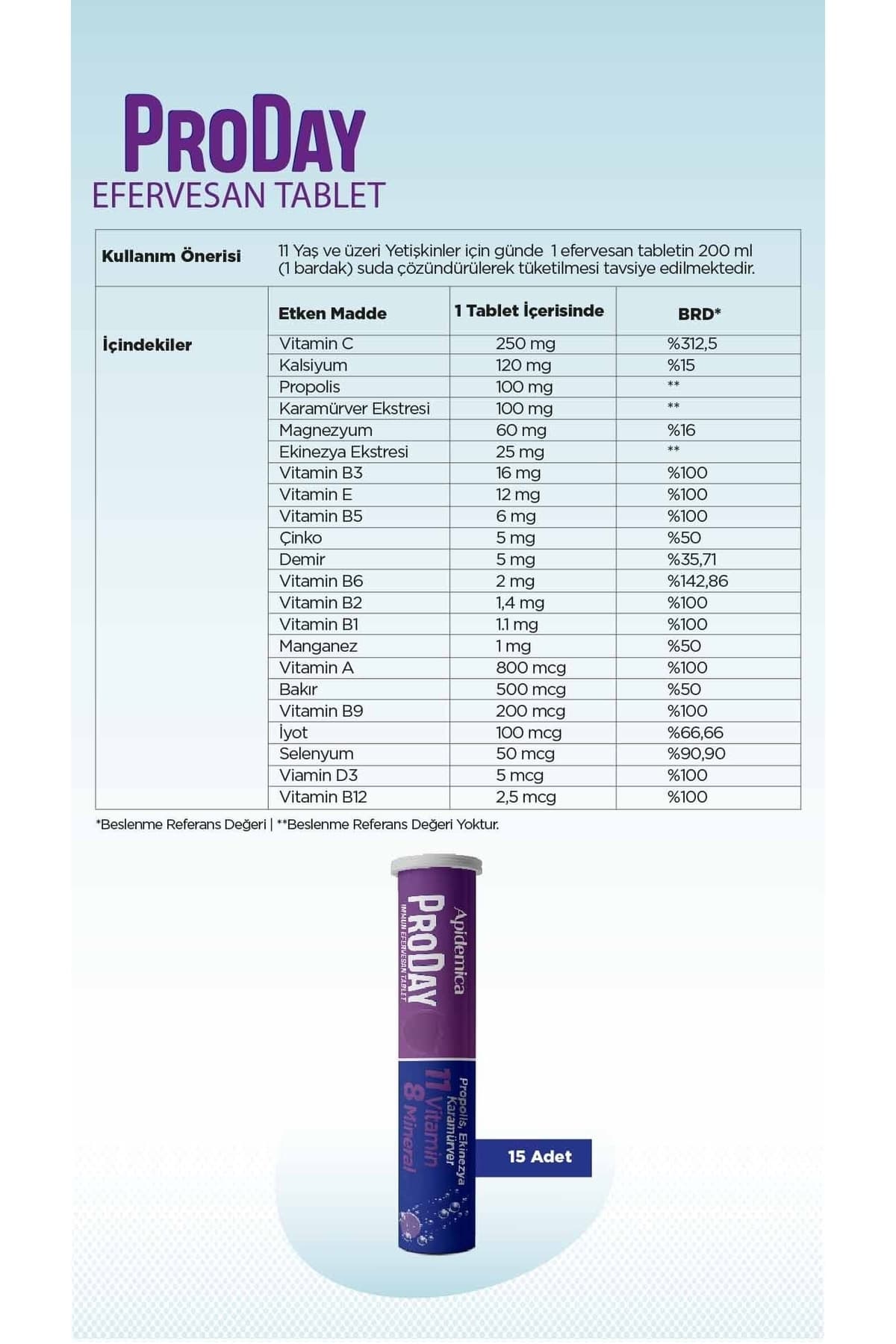 Apidemica Proday (propolis, Ekinezya, Karamüver, 11 Vitamin Ve 8 Mineral)