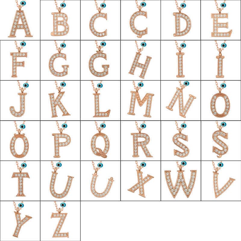 925 Ayar Gümüş Nazar Rose Ş Harfi Kadın Gümüş Kolye (T6889) (477477)