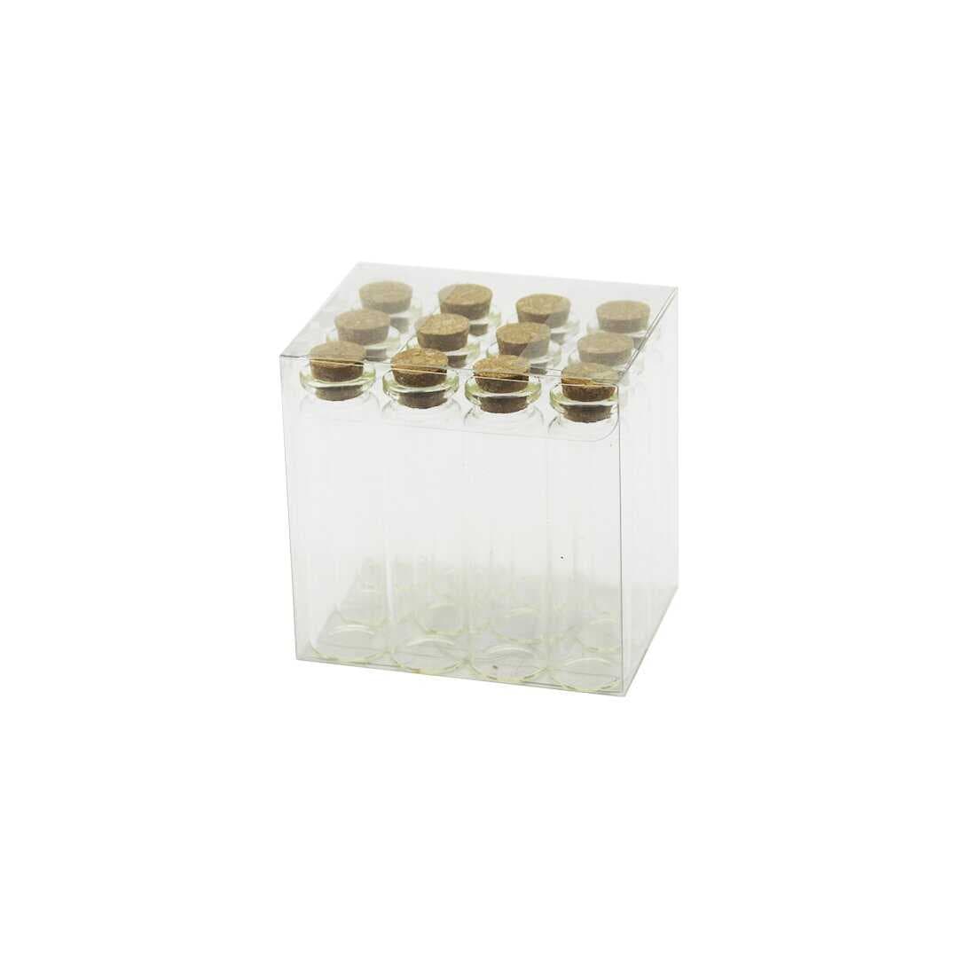 Boş Tüp Cam Şişe - 20 ml - Mantar Kapak