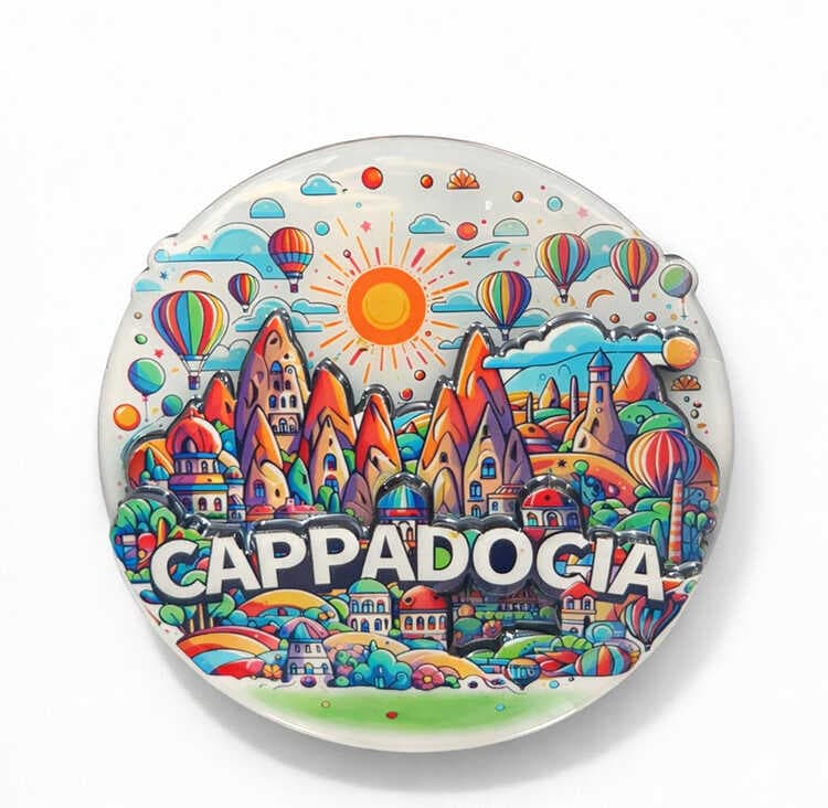 Kapadokya Temalı Ahşap Buzdolabı Magneti Model 3