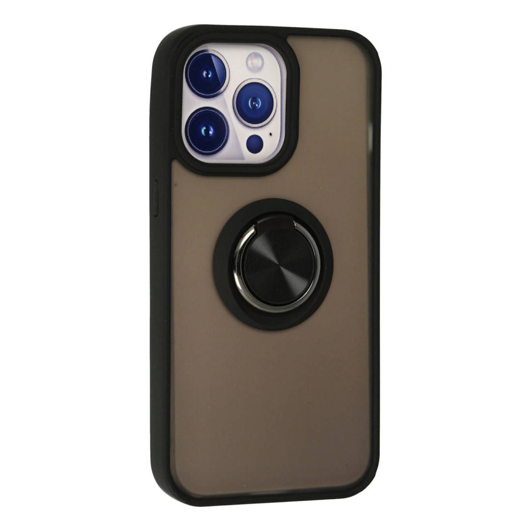 Apple İphone 13 Pro Max Kılıf Montreal Yüzüklü Silikon Kapak - Siyah