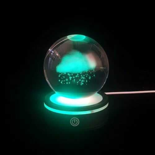 Yağmur Bulutu Tasarımlı Usb'li Dönen Cam Küre