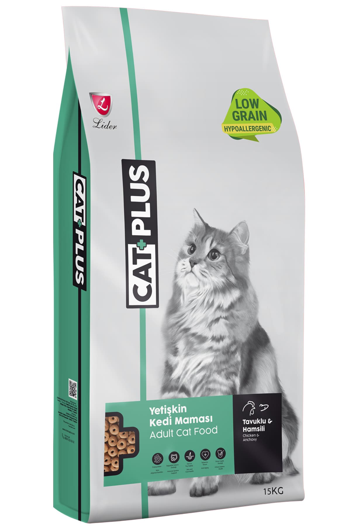CatPlus Düşük Tahıllı Hipoalerjenik Tavuklu Hamsili Yetişkin Kedi Maması 15 Kg