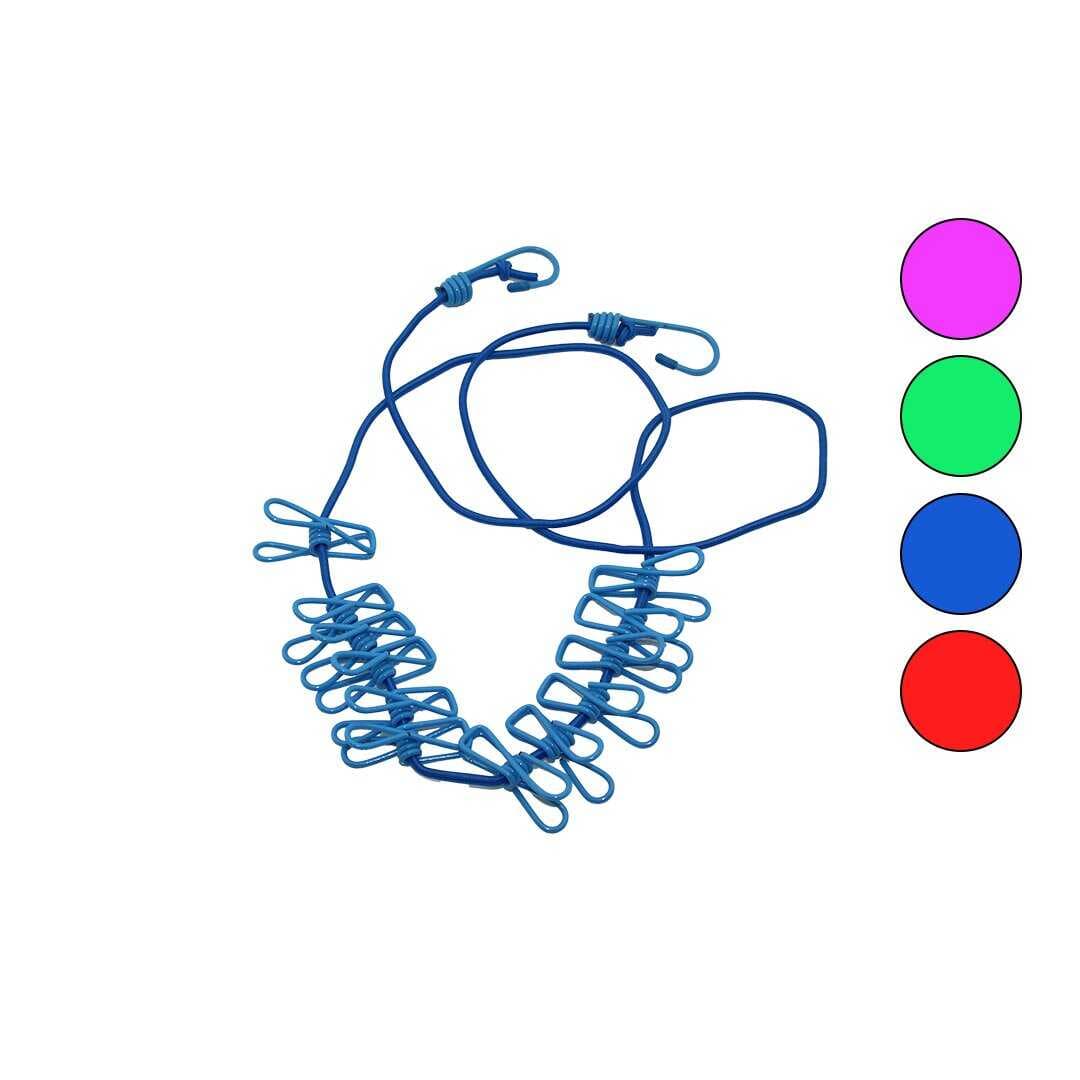 RENKLİ LASTİK=150CM--280CM E UZAR  ÇAMAŞIR İPİ  12PCS METAL MANDALLI  BRKT-910316 (5430)