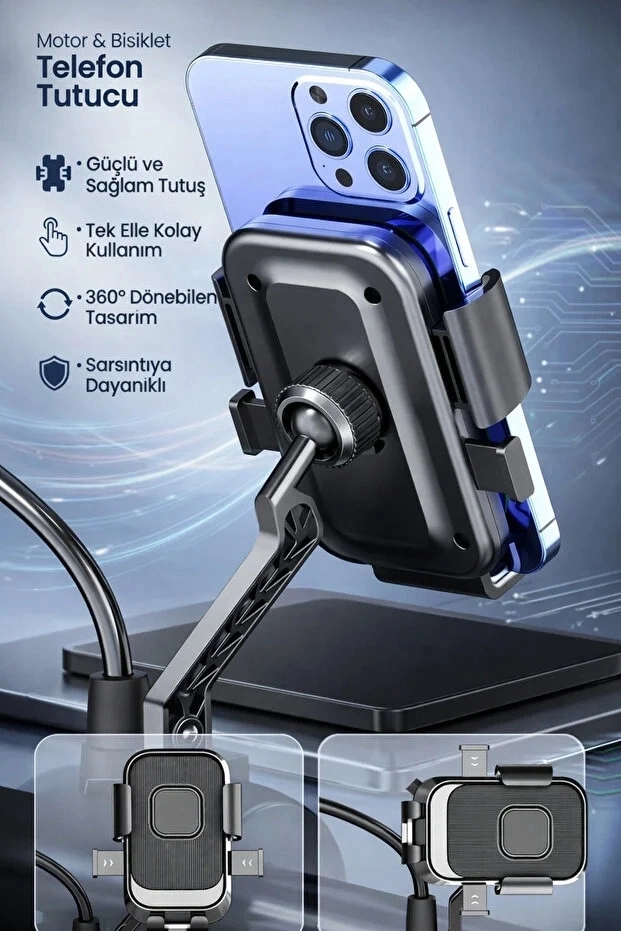 Xy-089 Motosiklet & Bisiklet Ayna Baglantılı Telefon Tutucu