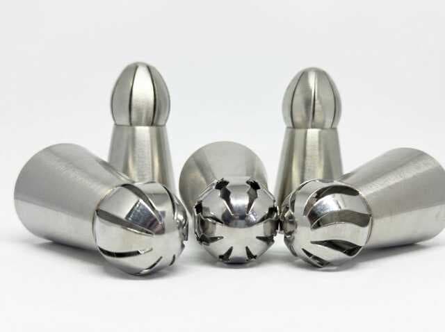 5'li Profesyonel Büyük Boy Paslanmaz Çelik Krema Sıkma ve Fırfır Uçları