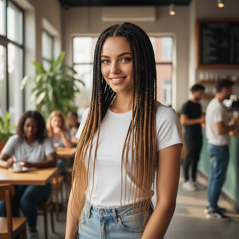 Afrika Örgüsü Ve Rasta İçin Sentetik Ombreli Saç / Siyah / Karamel