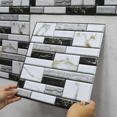 3D Mermer Görünümlü Kendinden Yapışkanlı Duvar Sticker