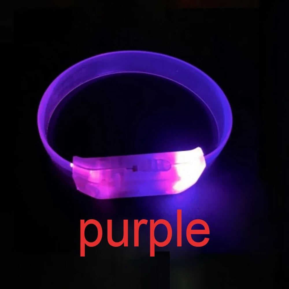 3 Modlu Pilli LED Işıklı Esnek Parti Bilekliği Mor