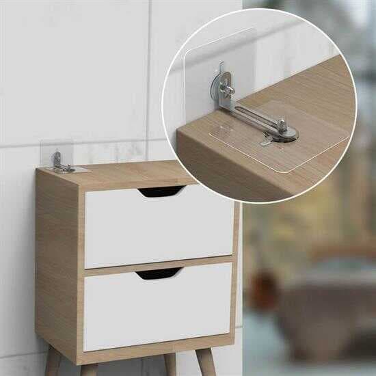 Deprem İçin Ultra Dayanıklı Çivisiz Duvarı Delmeden Ayarlanabilir Eşya Sabitleyici Aparat (5430)