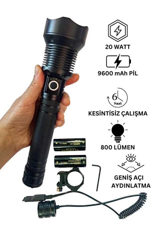 Wison WS-5412 Tüfek Feneri, Geniş Açı Avcı El Feneri 20 Watt (5430)